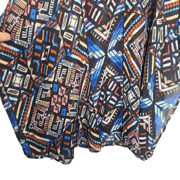 Show Me Your Mumu Geometric Print Cold Shoulder Tunic Kimono Blouse Size Small - Picture 7 of 10